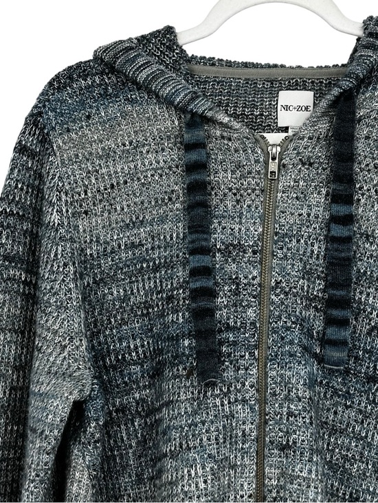 Women’s Nic + Zoe XL Cotton/Acrylic/Nylon Autumn Sky Blue Zip Up Hooded Sweater